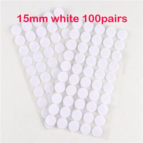 Self Adhesive Fastener Tape Dots 10/15/20/25/30mm Velcros Adhesive Magic Tape White Black Round Hook Loop Boob Tape Strong Glue - Цвет: White 15mm 100pair