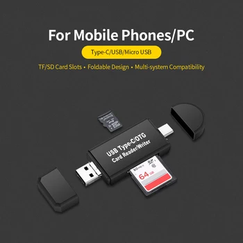 

High-speed USB Micro USB Type-C/OTG Card Reader Writer TF SD Card Writer 3 In 1 OTG Card Reader for PC Smart Phones