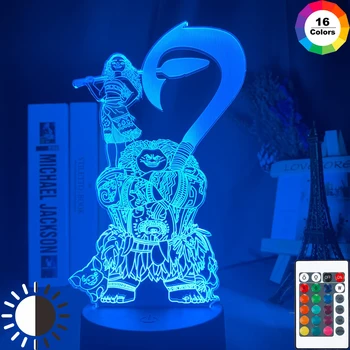 

3d Lamp Cartoon Moana and Maui Figure Color Changing Touch Sensor Remote Nightlight for Child Bedroom Decor Led 3d Night Light
