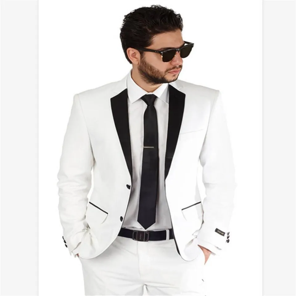 Мужской костюм Smolking Noivo Terno Slim Fit Easculino вечерние костюмы для мужчин Белый лацкан с тупым углом(куртка брюки) Формальные Masculino