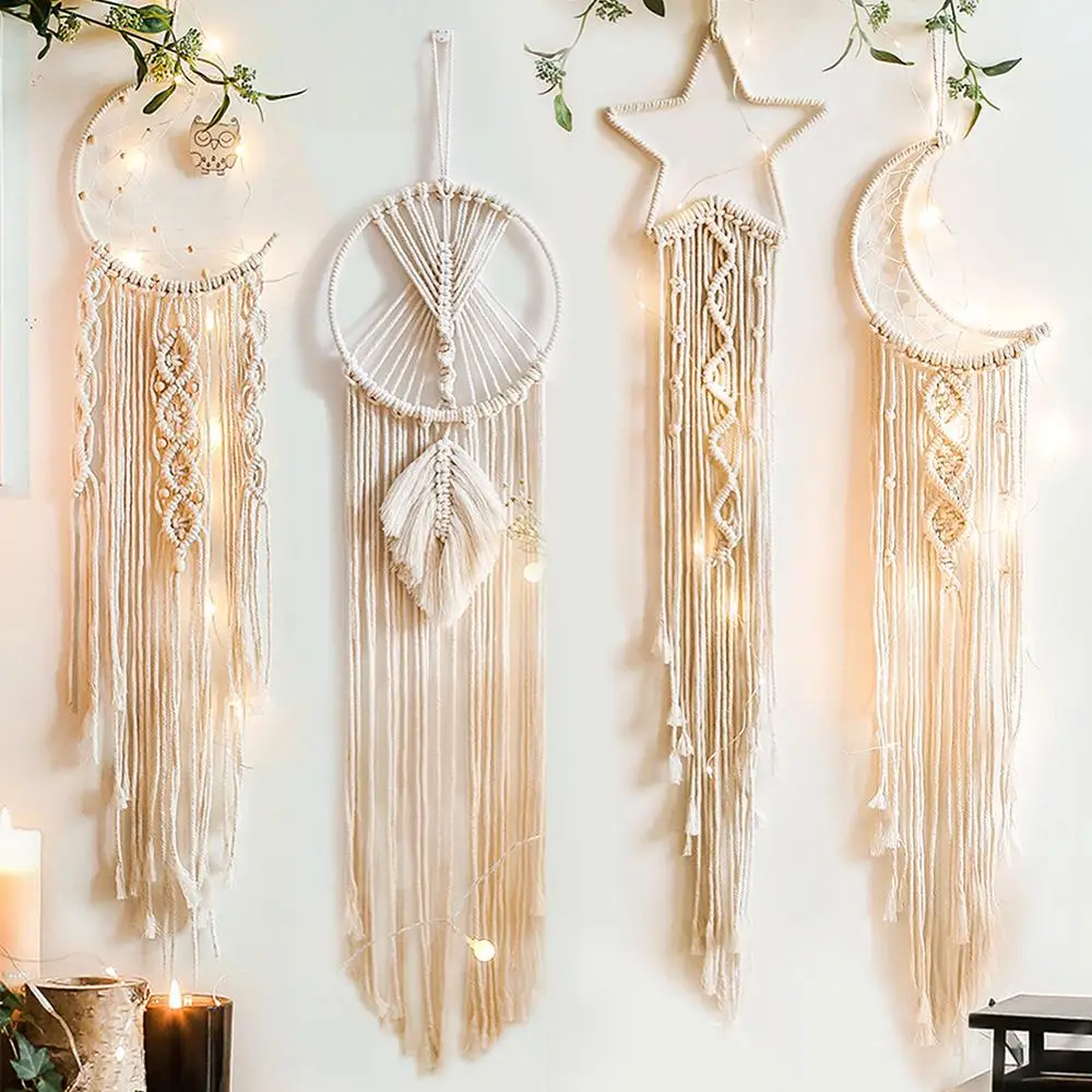 1pc Atrapasueños Hoja Patrón Tapiz Macramé Colgante De Pared Boho Tejido  Estético Tapiz Colgante De Pared Para Sala De Estar Dormitorio Boda Fiesta  Ho