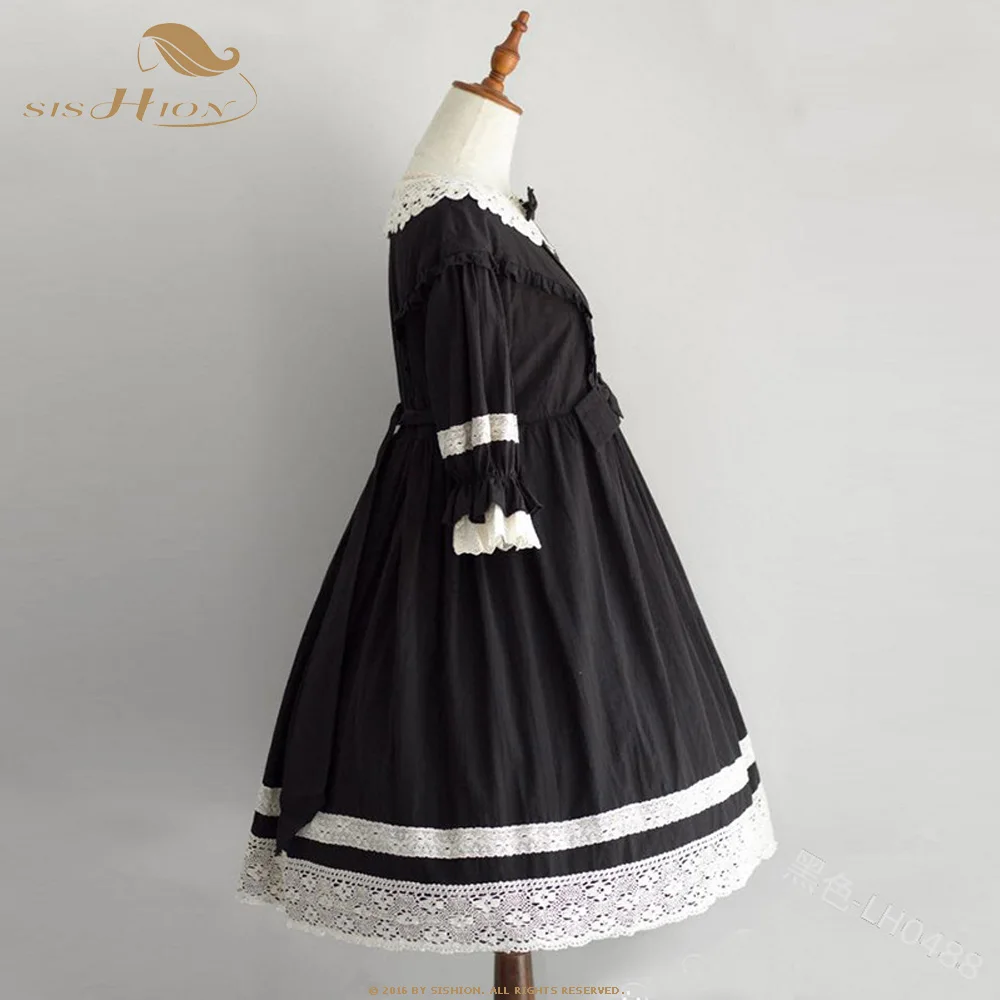 SISHION 5XL размера плюс готическое платье лолиты VD1248 синий черный розовый 3/4 рукав качели бант Принцесса женское платье размера плюс S-5XL