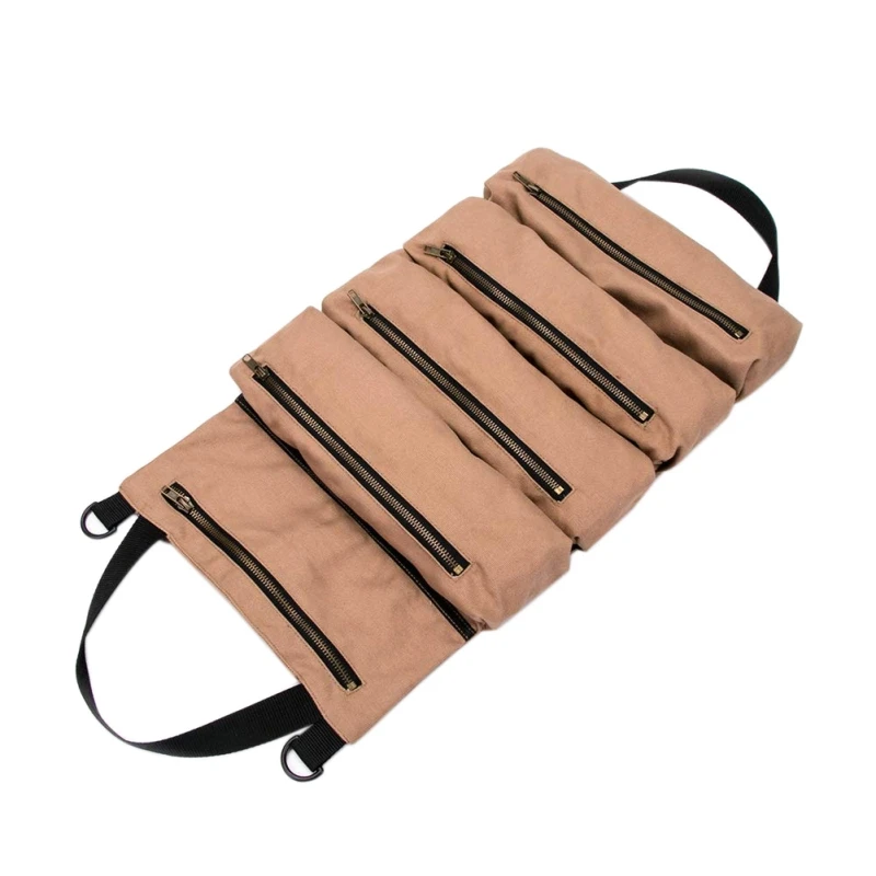 Tool Bag Roll Up-type Portable Electrician Bag Car Rear Seat Hanging Canvas Work Pocket Household Repair Tool Bag For Car