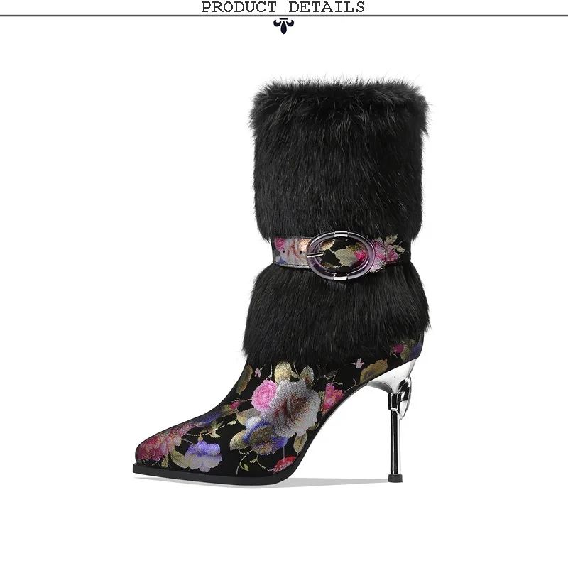 ZVQ-зимние новые модные ботинки до середины икры с острым носком женская обувь из натуральной кожи на очень высоком каблуке Прямая поставка, размер 33-40