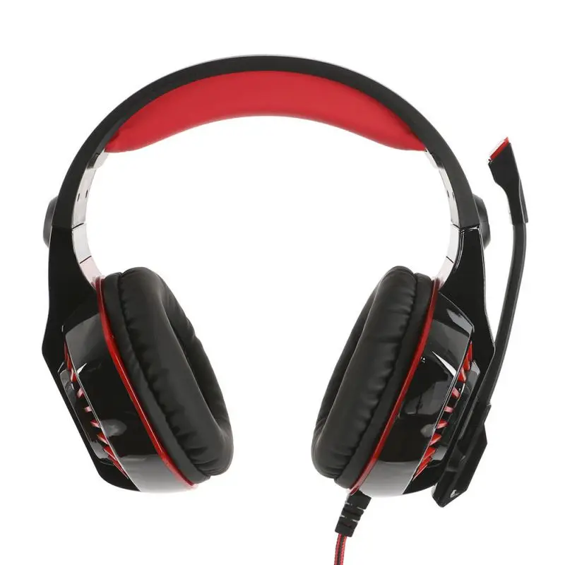 Светодиодный стерео объемный головной убор наушники для компьютера Gamer смартфонов GM-2 Проводные Игровые наушники, головной гарнитур с микрофоном - Цвет: Красный