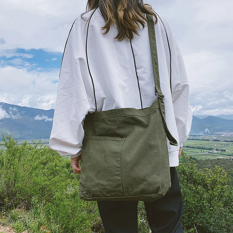 

Retro Denim Canvas Weave Shopping Bag 2019 Autumn Korean-style New Style Casual Versatile Shoulder Square Sling Bag