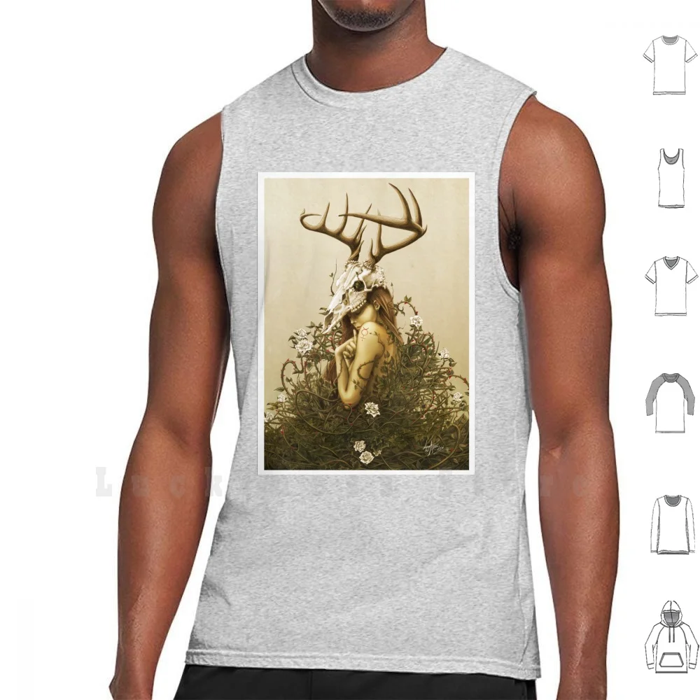The Deer Secret Canotte Canottiera Senza Maniche Cervo Cervo Ciervo Animali Natura Totem Foresta Nativa Folk Magia Fantasia