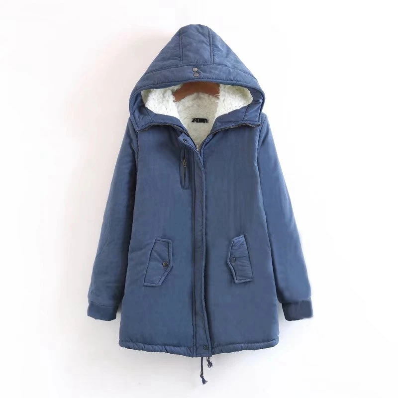 

Joineles Autumn Winter Women Padded Cotton Parka Coat Thick Warm Hooded Fleece Long Female Outwear 4 Colors Zip Slim Jackets Top