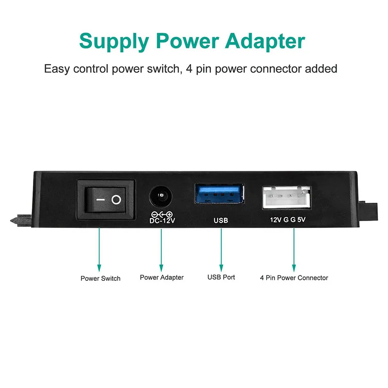USB SATA IDE Adapter w/ 12V2A Power Cable,2.5 3.5 IDE / SATA HDD to USB 3.0 Converter,2.5 SSD / IDE Hard Drive CD-ROM to USB 3 — view 6
