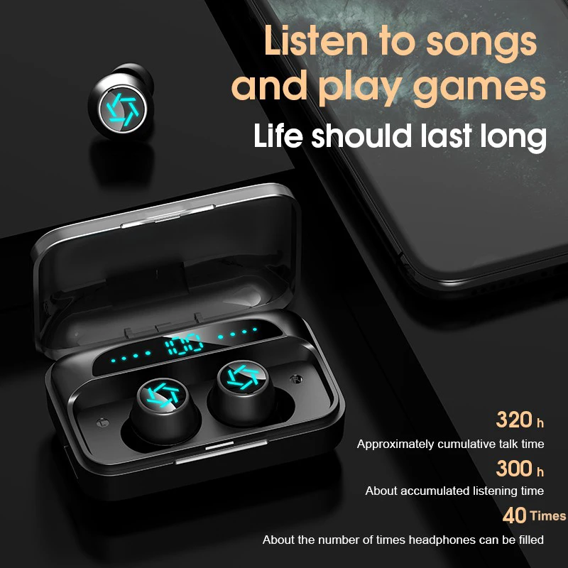 TWS Bluetooth Earphones Fashion Breathing Light 9D HiFI Stereo Wireless Headphone Display Sport Earbuds For Iphone Xiaomi Huawei