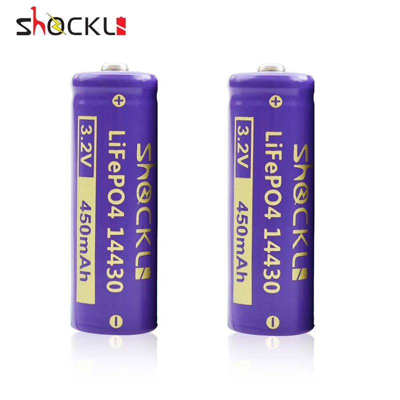 

4pcs / a lot Shockli 14430 450mAh LiFePO4 Rechargeable Batteries 3.2v Solar Batteries(with carry case) for Solar Garden Light