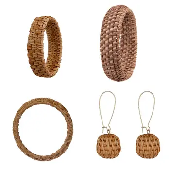 

Ethnic Handmade Natural Plant Straw Rattan Woven Earrings Bracelet Jewelry Women