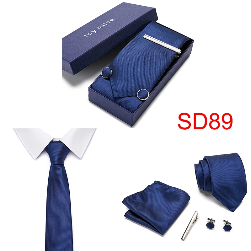 Галстуки дизайнерские модные клетчатые Галстуки Синий свадебный деловой галстук 7,5 см шелковый галстук+ платок+ зажим для галстука+ Запонки Набор
