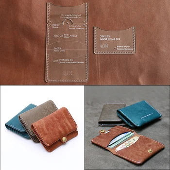 

Leather Craft Wallet Acrylic Pattern Purse Mold Design Bank Card Bag Acrylic DIY Leather Stencil Pattern Sewing Template Tool