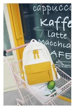 

2019 yellow nylon Backpack Multi Pocket Travel candy color Female School Bag for Teenage Girls Book Mochilas pink high