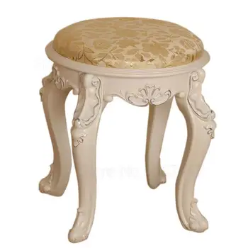 

Round Dressing Stool European Makeup Stool Carved Sofa Short Stool Ivory White Dressing Table Stool European Dining Table