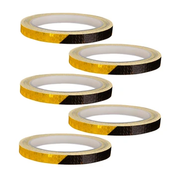 

5pcs Bicycle Wheel Reflective Stickers Safety Accessories Tape Rim Stickers Warning Strips for Cycling Wheel (Black Orange)