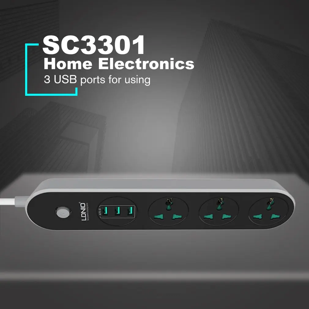 Многофункциональный 1,6 m power Srip с 3 usb портами удлинитель быстрое зарядное гнездо питания Домашняя электроника для ЕС/США/Великобритании
