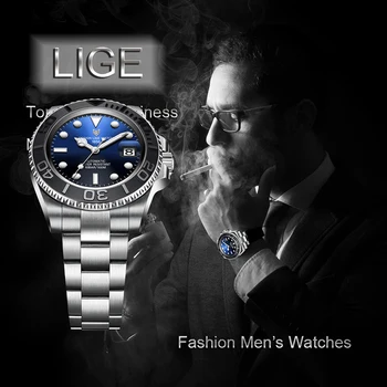 

Watch Men 2020 LIGE Diving Automatic Mechanical Clock Fashion Sapphire Glass Wristwatch Stereo Digital Dial 316L Steel Watches
