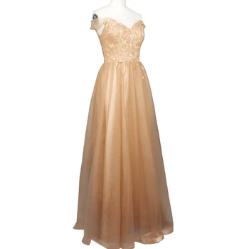 

Evening Dress Party Gowns A-line/Princess Off-the-Shoulder Floor Length Tulle Elegant Prom Dresses with Lace/Appliques/Beading