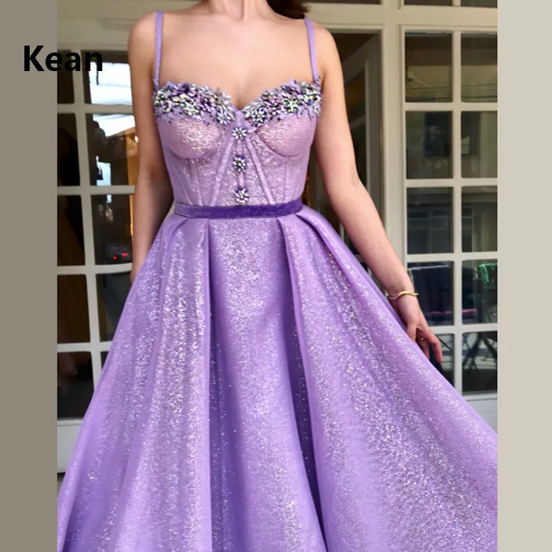 Сиреневое мусульманское вечернее платье Тонкие хрустальные лямки vestido de festa исламский Дубай Кафтан Саудовская Арабская вечернее платье для выпускного вечера