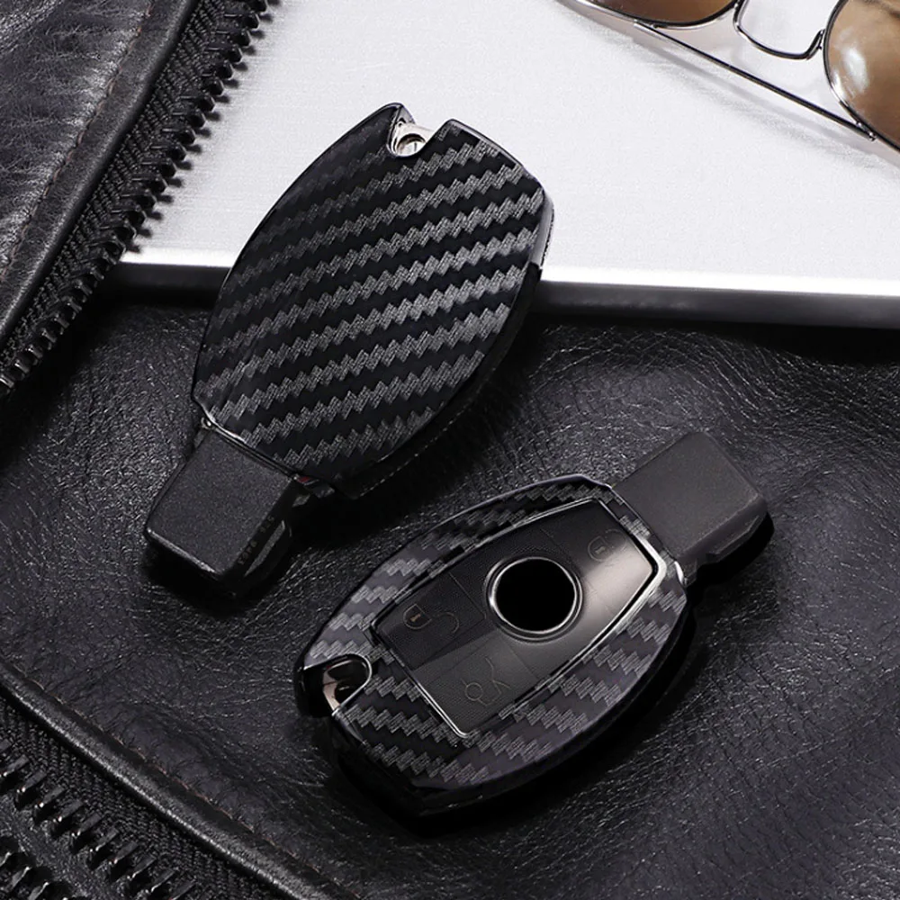 Fashion Print Carbon Fiber Car key cover fobs shell case for Mercedes Benz W203 W204 W212 CLK C180 E200 AMG C E S Class CLS CLA |