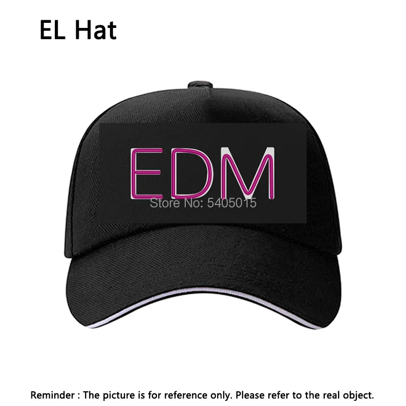 Светящиеся буквы Волк/EDM/LAA Бейсболка Мода Мужчины Женщины EL Hat светящиеся вечерние шляпы для праздника DIY украшения(Цвет: Черный