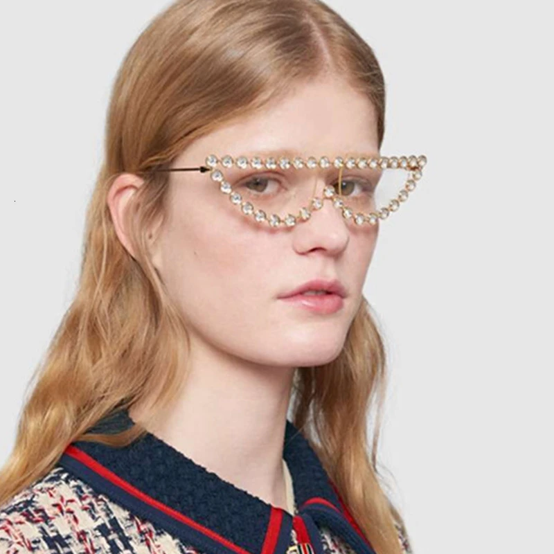 Модные брендовые солнцезащитные очки кошачий глаз с бриллиантами Женские