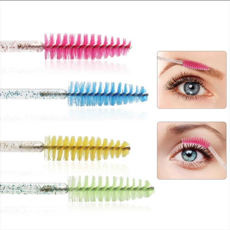 50 шт., кристальная одноразовая щеточка для ресниц, тушь для ресниц, палочки для прививки ресниц, гребень для завивки, алмазные кисти для макияжа, инструменты для красоты