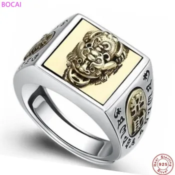 

S925 sterling silver ring adjustable opening Thai silver personality six character real words ring for man and women