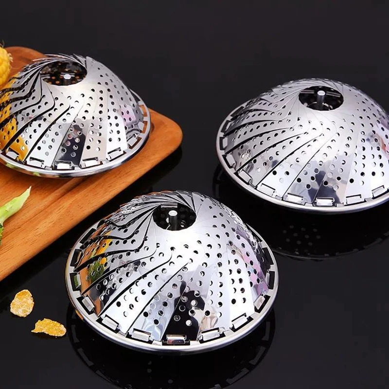 Stainless Steel Cooking Steamer Stand Rack Fruit Bowl Drain Basket Food Heater Cooker Kitchen Utensils Pan Pot Wok Accessories