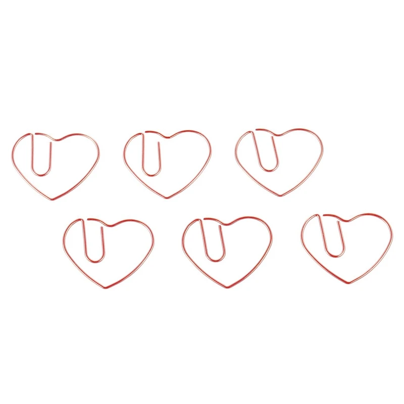 

100 Pieces Love Heart Shaped Small Paper Clips Bookmark Clips for Office School Home Metal Paper Clips Rose Gold