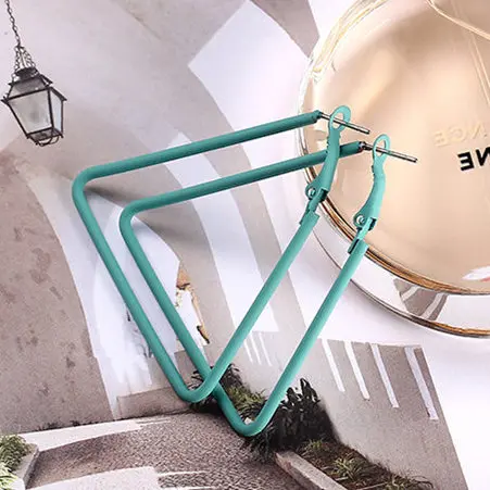 EQ812 Sky Blue Горячая Распродажа, новые Разноцветные серьги-кольца 6 см для женщин, вечерние ювелирные изделия для дискотеки - Окраска металла: EQ812 Sky Blue