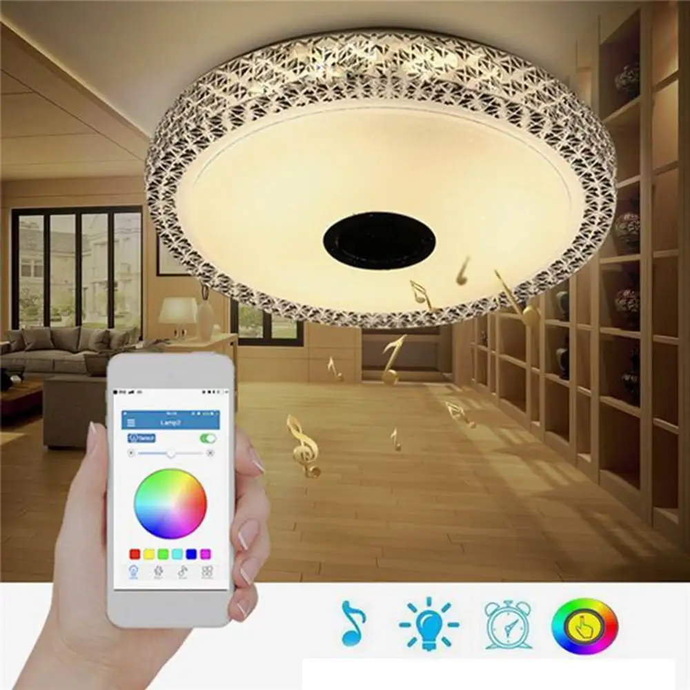 Smuxi современный 48 Вт RGB Смарт затемнения bluetooth Музыка потолочные светильники приложение управление лампа AC110-260V спальня потолочный светильник
