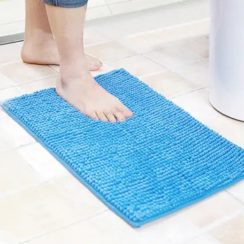

1pc Solid Carpet Chenille Modern Non-Slip Rug Absorbent Bath Mat For Bathroom Bedroom Kitchen Machine Washable