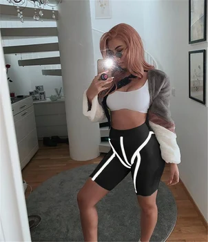 

Women Reflective Stripe Casual Shorts Gym Cycling Biker Sport Running Tight Luminous Sports Shorts 2020 Womens Sexy Club Shorts