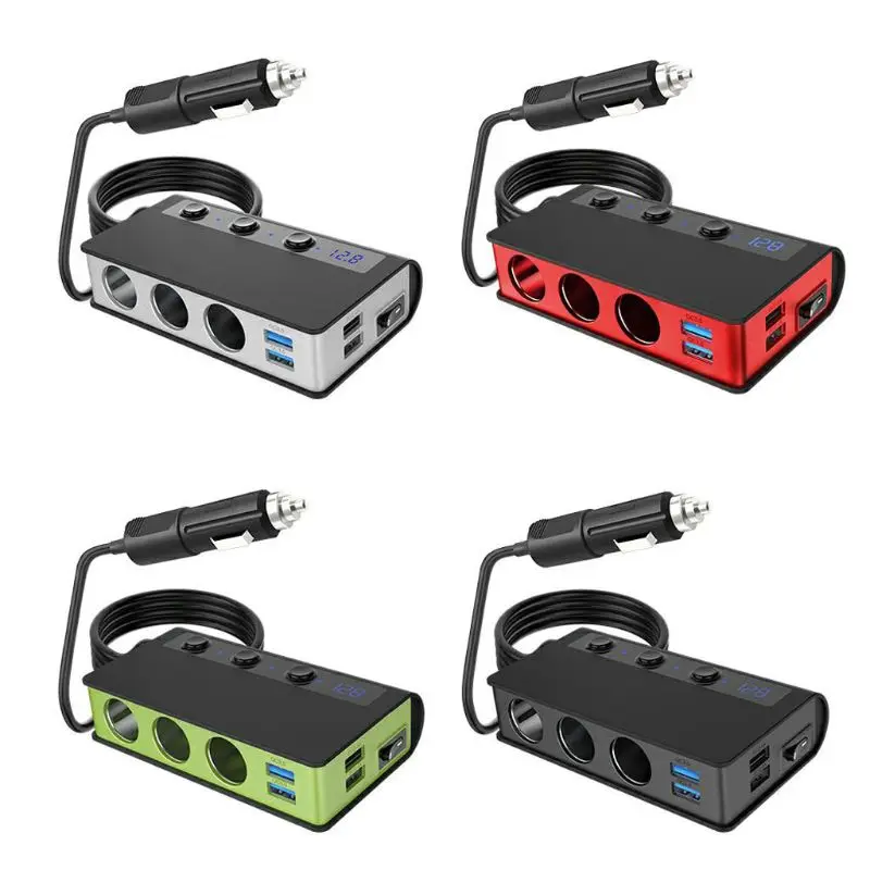 12 V/24 V 3x Разветвитель Прикуривателя QC 3,0 4x для быстрой зарядки с usb-портом, Зарядное устройство вольтметр Мощность выключатель света для мобильного телефона gps