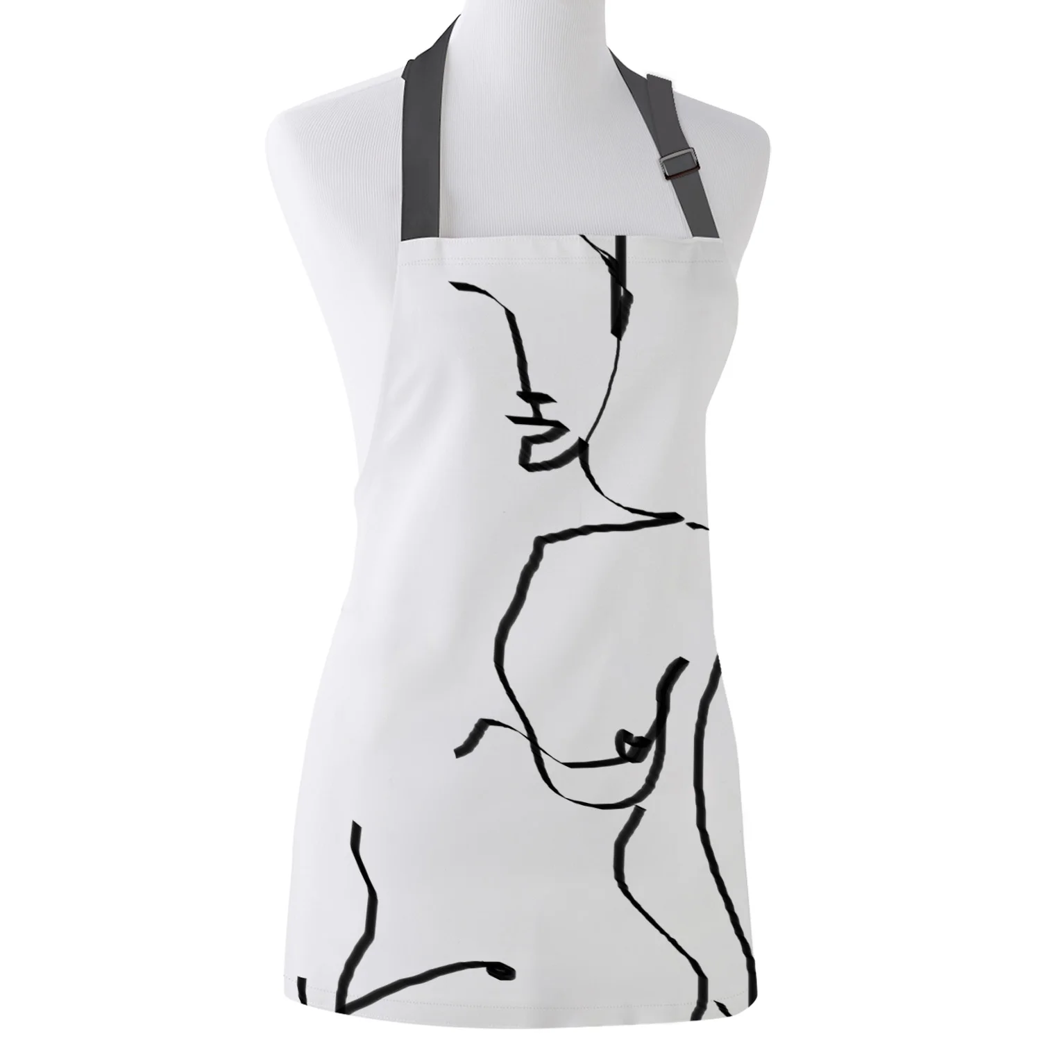 Abstract Nude Sexy Adjustable Apron Cooking Kitchen Restaurant Bar Chef Bib Unisex Canvas White Aprons for Women Men Kids
