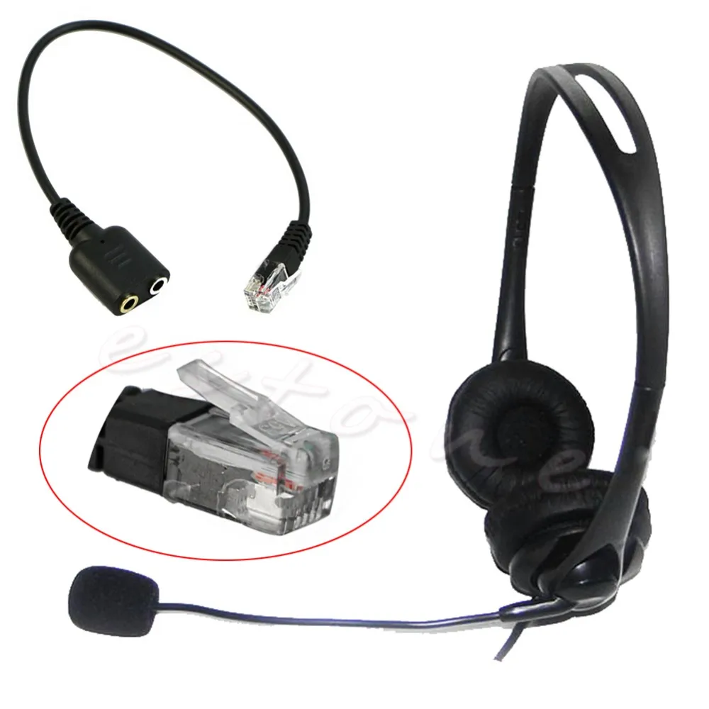 Headset Cable 2 X 3.5mm to RJ9 Jack Adapter Convertor PC Headset Telephone Using