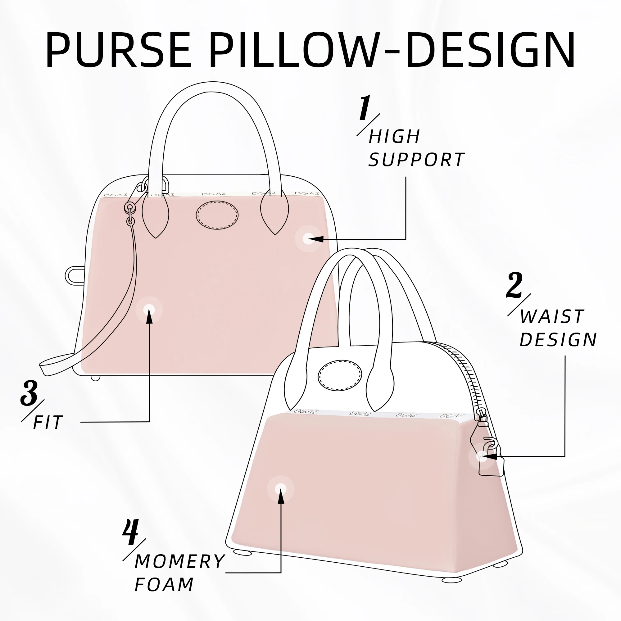  DGAZ Purse Pillow Shaper Insert,Luxury Handbag Tote