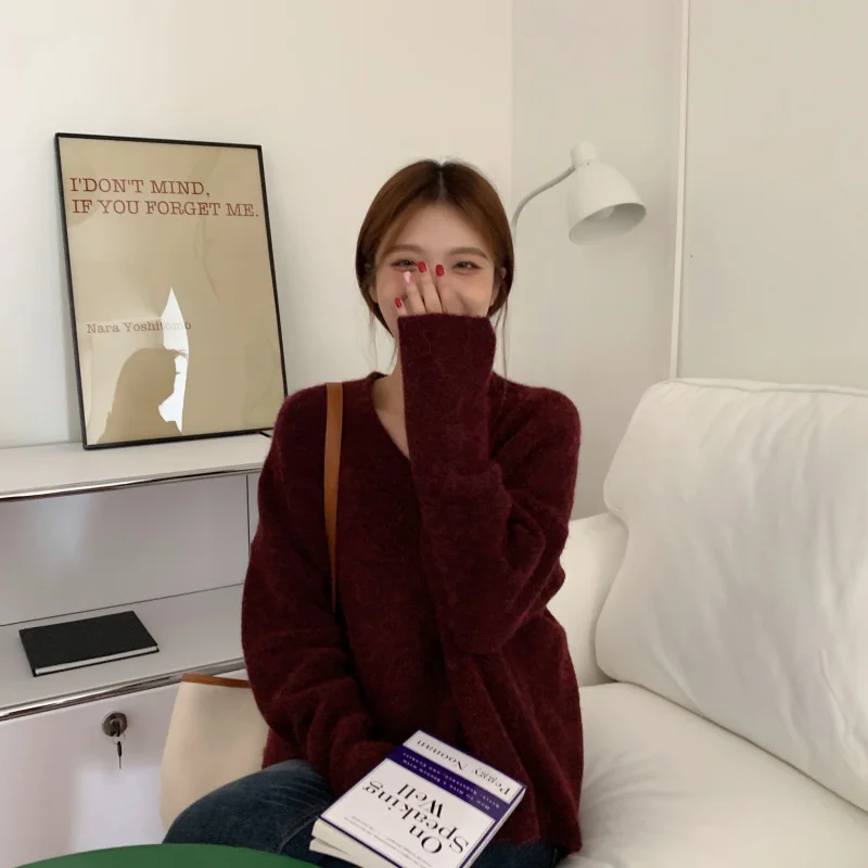 Стильный пуловер свитер Свободная верхняя одежда | Женская