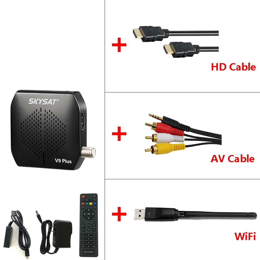 SKYSAT V9 Plus супер мини ресивер поддержка Biss WiFi 3G USB PVR CS ТВ приставка v9plus|Спутниковое