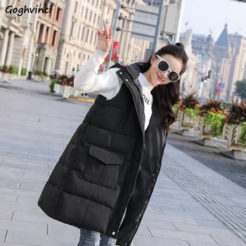 

Vest for Women Winter New Fashion Korean Style Womens Vests Long Pockets Zipper Solid Plus Size Comfortable Hot Sale Clothing