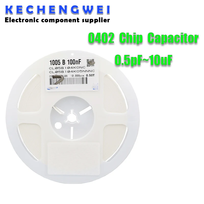 1reel 10000pcs 0402 50V SMD Thick Film Chip Multilayer Ceramic Capacitor 0.5pF-10uF 10NF 100NF 1UF 2.2UF 4.7UF 10UF 1PF 6PF