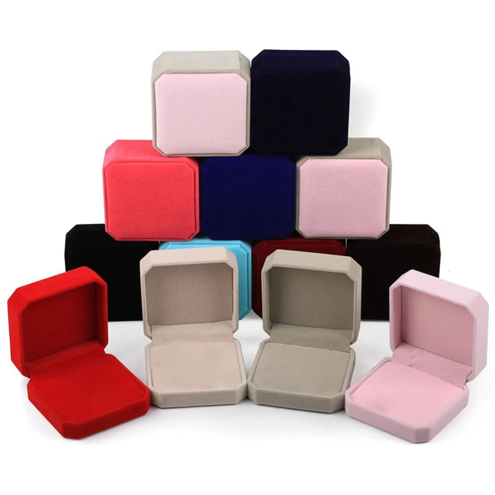 1Pc Jewelry Box Fashion Velvet For Rings Earring Necklace Set Jewelry Display Square Geometric Packaging Boxes Gift Decoration