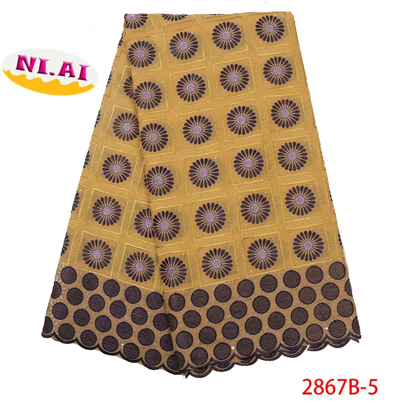 NI. AI NA2867B-1 нигерийская швейцарская вуаль кружевная ткань с камнем 5 ярдов для