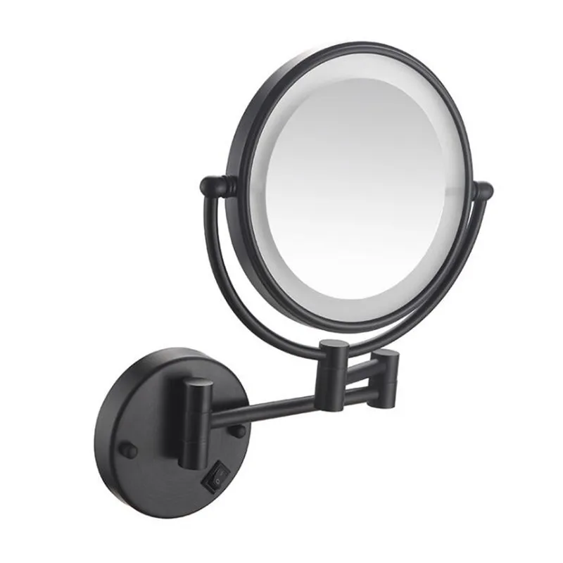 Зеркало для макияжа, черный светодиодный настенный светильник, удлиняющий складной двухсторонний светодиодный светильник, зеркало, 3 x 5x 10x увеличение, зеркало для ванной