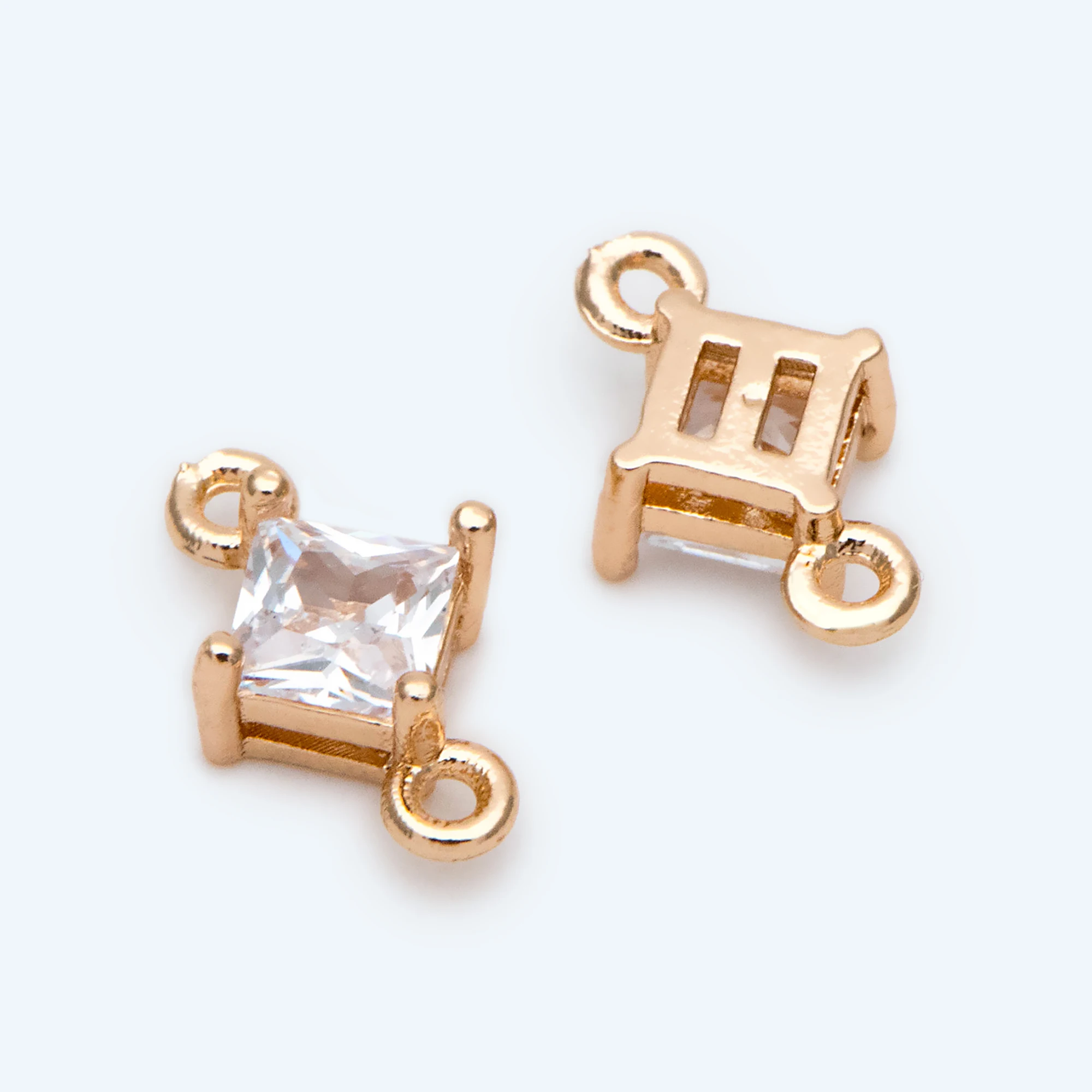 

10pcs CZ Paved Rhombus Charms 7x11mm, 18K Gold Plated Brass, Geometric Connectors, Square Pendants (GB-2627)