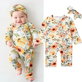 

Newborn Infant Baby Girl Romper Jumpsuit Outfit Clothes Set Headband
