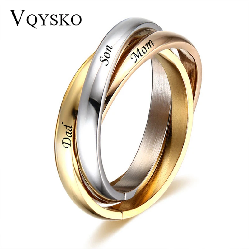 Women Ring Stainless-Steel Custom Wedding Gold-Color Personalized Engrave Fashion Party